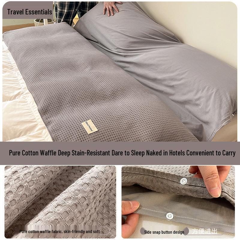 Cestovní spací pytel a povlak na přikrývku z čisté bavlny - Přenosný, Ochrana proti nečistotám, 3dílný pro služební cesty