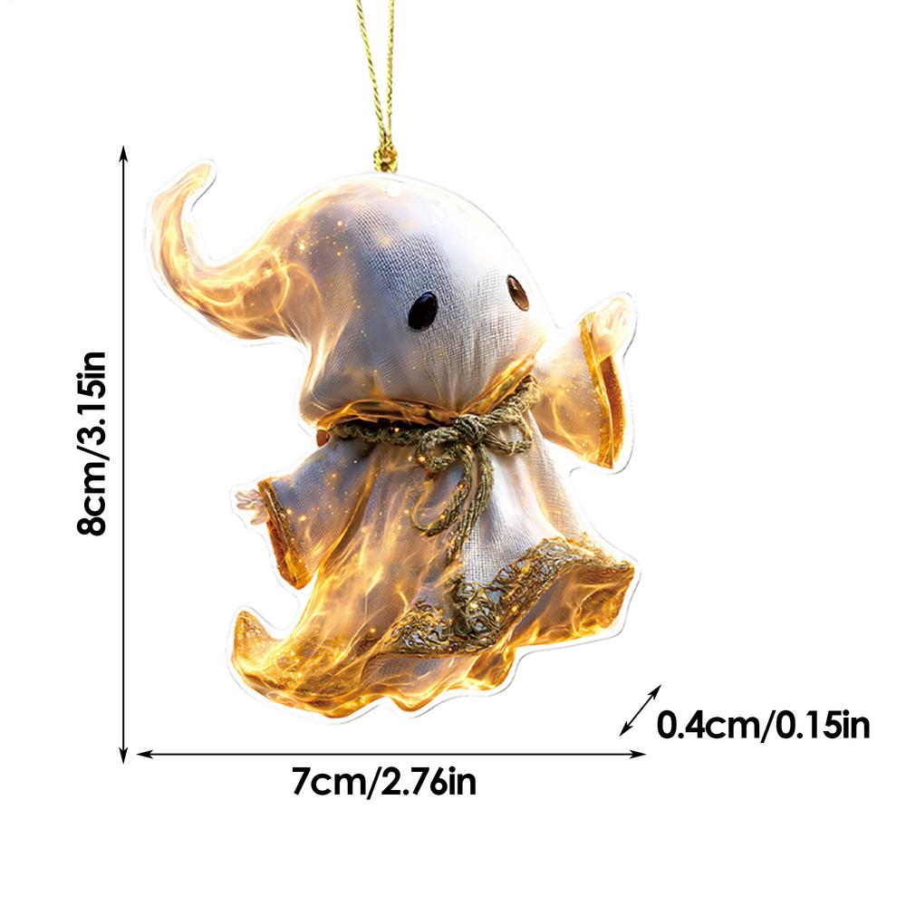 Halloween Ghost Acrylic pendant Halloween new funny white ghost 2D flat acrylic backpack pendant festival atmosphere pendant