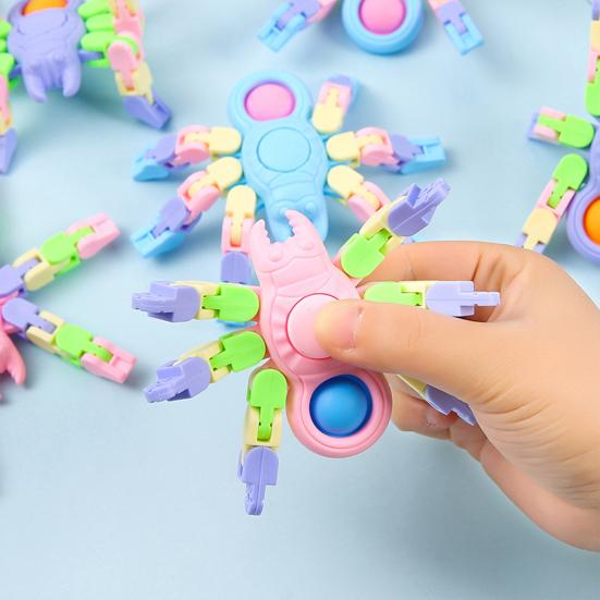 Fidget Spinner Toy Transform Spider Pocket-sized Deformed Joint Chain Lasting Rotation Stress Relief Sensory Fingertip Spinning Top Decompression Toy