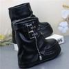 Scarpe alla Moda per Donna Nuovi Stivali al Polpaccio Piattaforma Alta 12CM Stivali Moderni Fibbia Cinturino Scarpe Punk Zip Femminile Stivali da Motociclista in Pelle