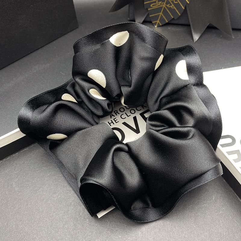 Korean Satin Polka Dot Patchwork Scrunchie - 2026 Versatile Elegant Hair Tie for Women