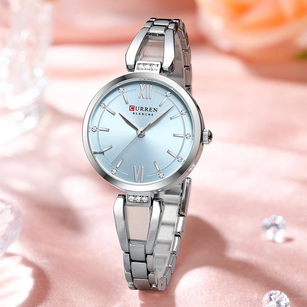 CURREN 9092 Women's Waterproof Quartz Watch with Steel Band and Simple Small Dial