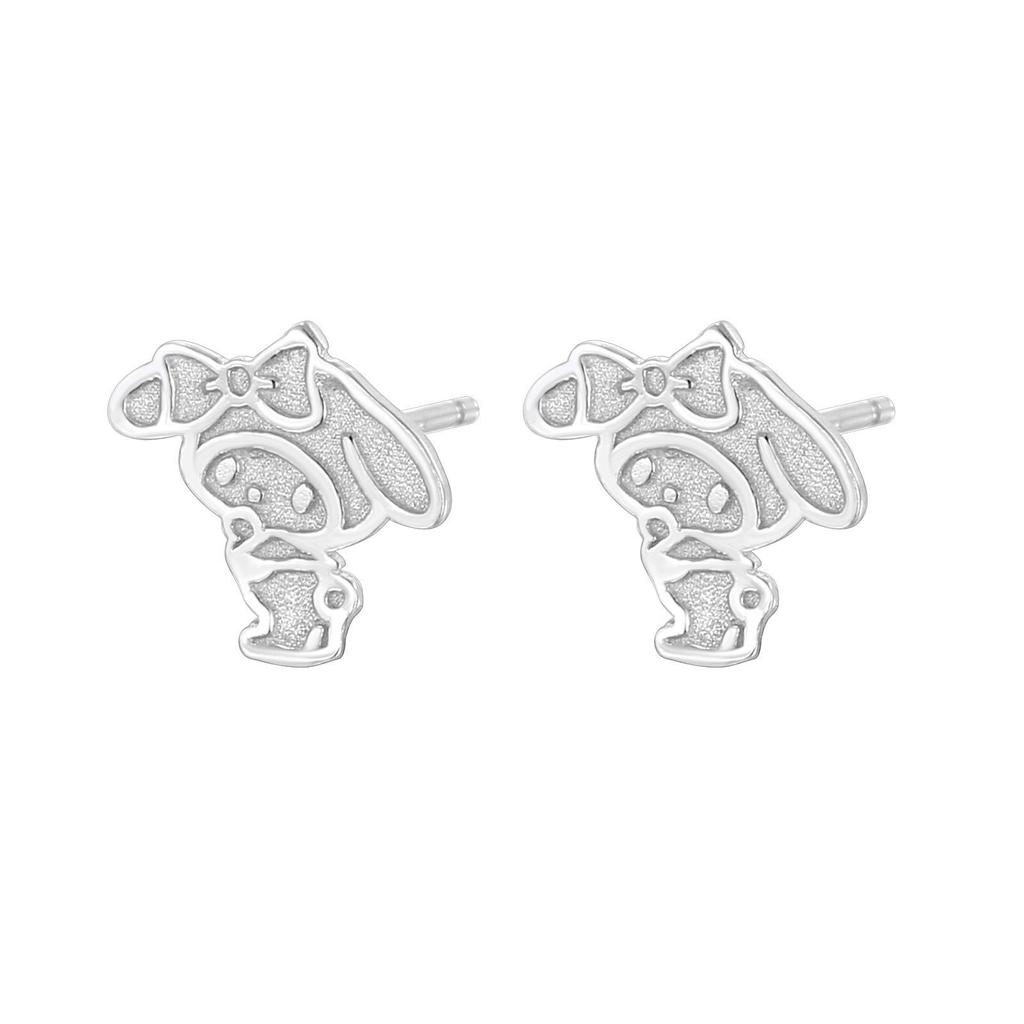 Beixi Sterling Silver Melody Cartoon Stud Earrings - Simple, Delicate, Fresh Niche Jewelry