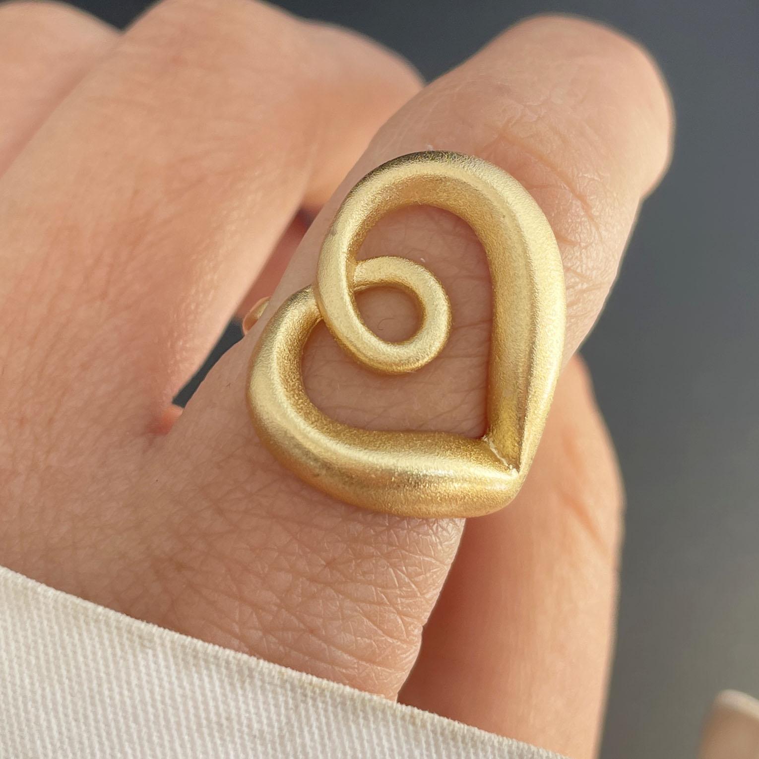 

BF CLUB 925 Sterling Rings for Women Fashion Geometric Handmade Irregular Gold Heart Interlines Ring Party Birthday Gift resizable