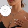 1pcs Fashion Vintage Black Square Rhinestone Pendant Necklace For Women Girls Fashion Simple Y Shape Long Necklace Jewelry Gift