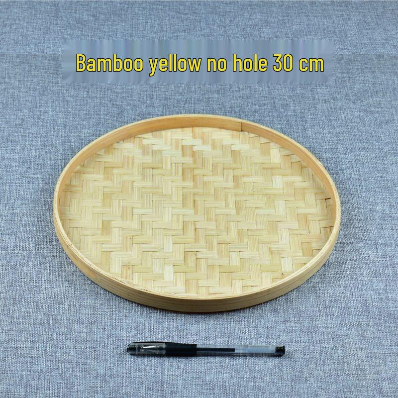Round Hand-Woven Bamboo Winnowing Tray - Yellow Drying and Dancing Prop