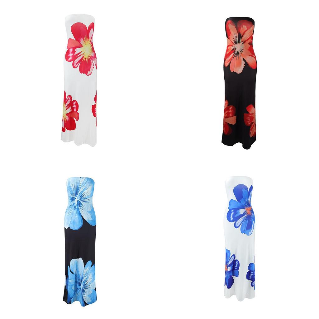 Summer Boho Floral Maxi Dress With Milk Silk Fabric For Vacation And Casual Wear