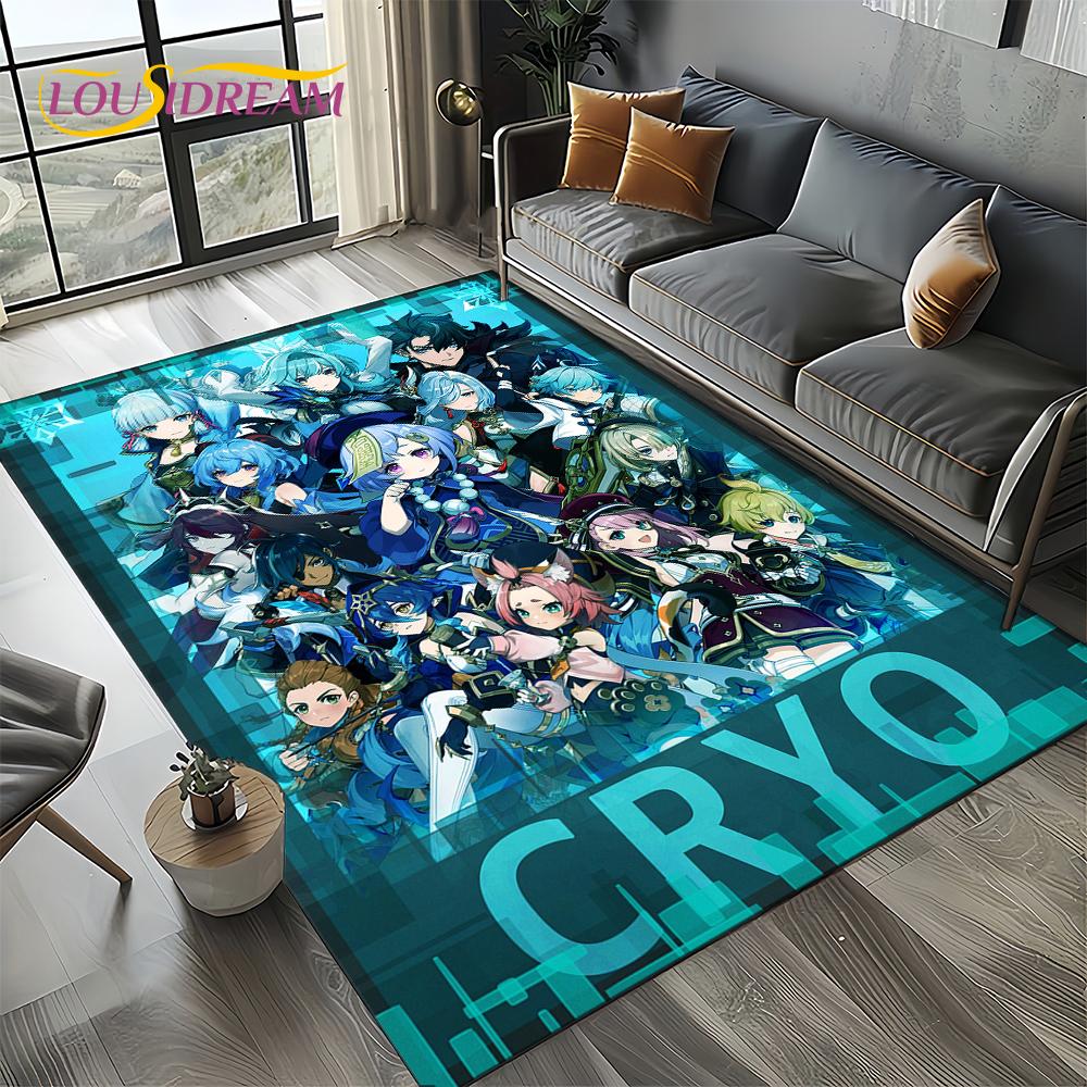 Nowy Dywanik Kreskówkowy Solo do Gier Genshin Impact do Salonu Sypialni Dekoracja Domowa Sofa, Mata Podłogowa Antypoślizgowa do Zabawy dla Dzieci