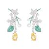 SUYU New Holiday Style Long Vintage Flower Earrings Female Leaf Yellowcrystal Forest Earrings