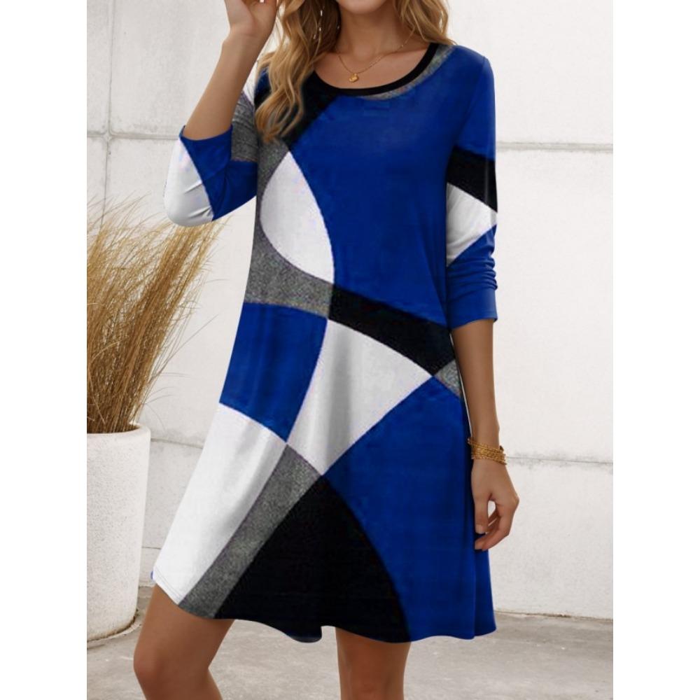 

JPNTKY Женская мода осень-зима с длинным рукавом и круглым вырезом повседневные платья XXXL