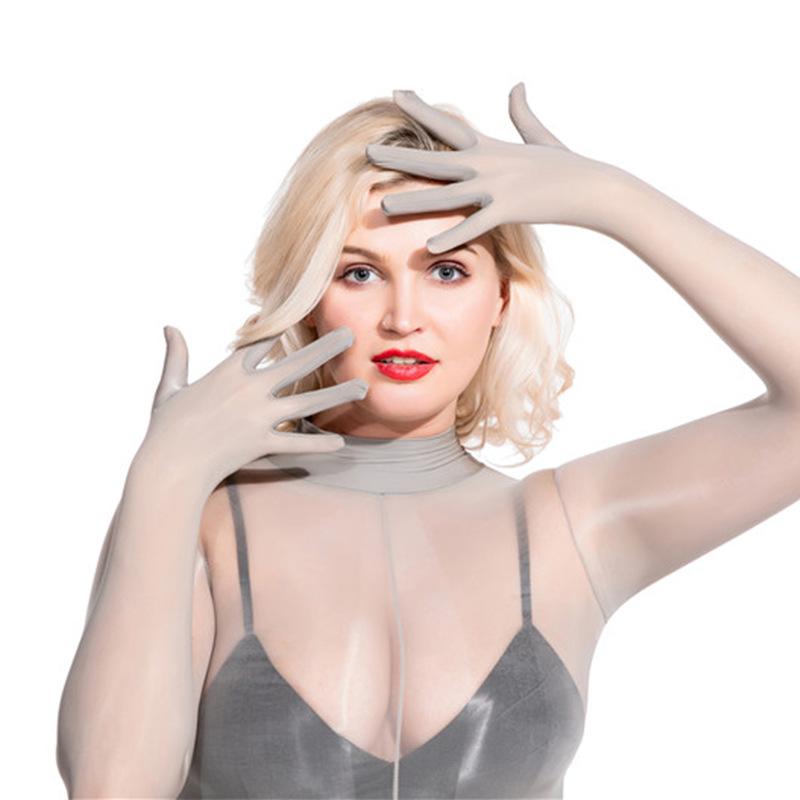 Glänzender Separater Finger Zeh Bodystocking Penis Hülle Offener Schritt Bodysuit Strumpfhosen Zentai Angenäht Transparent Sexy Dessous