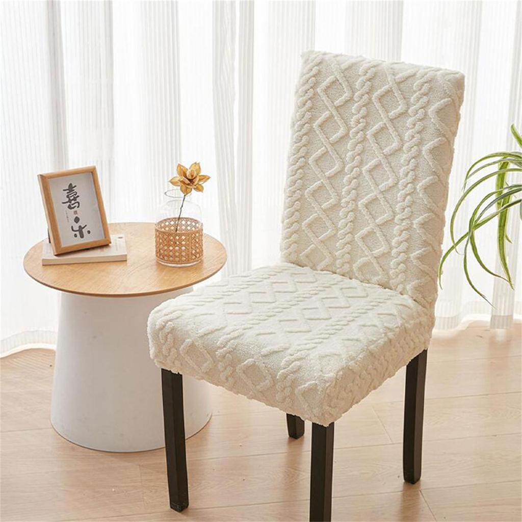 Thicken Plush Dining Chair Cover Jacquard Stretch Chair Seat Slipcovers Soft Warm Chairs Covers for Kitchen Living Room
