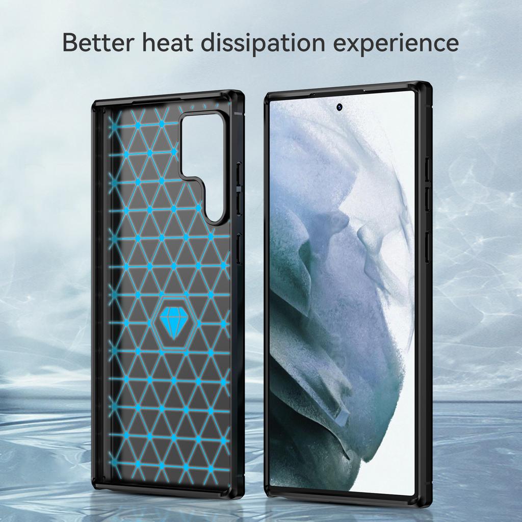 For Samsung Galaxy S23 Ultra Anti-scratch Carbon Fiber Texture Phone Cover Brushed Flexible TPU Back Cover