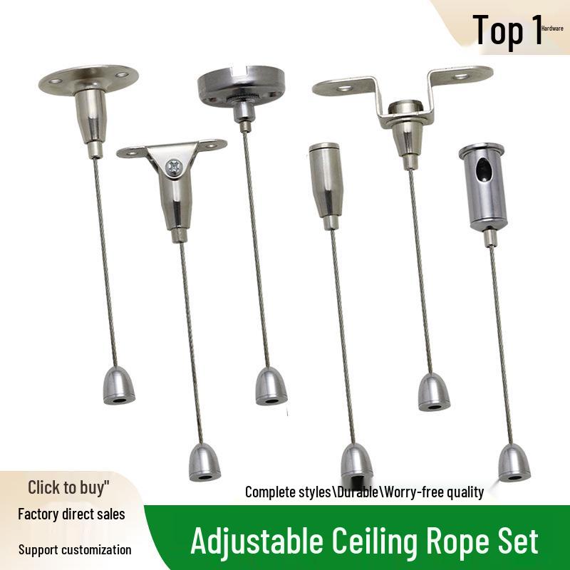 Adjustable 304 Stainless Steel Wire Rope Suspension for Picture Billboard Hanging 0.5m Disc Plate + Bullet Head + 1.5mm Steel Wire