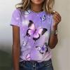 3D Printed Butterfly T Shirt For Women Flower Pattern Short Sleeves Summer Fashion O-Neck Tops Oversized T-Shirts Street Tees