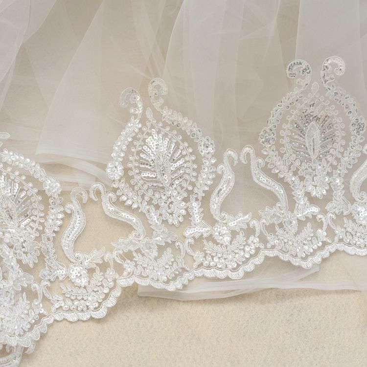 Sequins Embroidered Lace Accessories Wedding Veil Handmade Diy Material Accessories Table Flag Curtain Lace Fabric