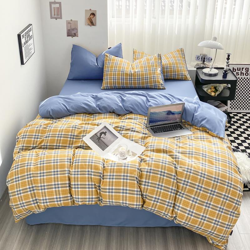 Japan Style Duvet Cover Geometric Plaid Single/Queen/King Quilt Cover Washed Cotton Dekbedovertrek 200x200(pillowcase Need Order