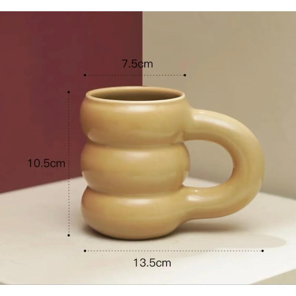 

Креативная чашка для воды, керамическая кружка, скандинавские кофейные чашки с большой поручней, цветная керамика, большие кружки для сока 300ml хаки