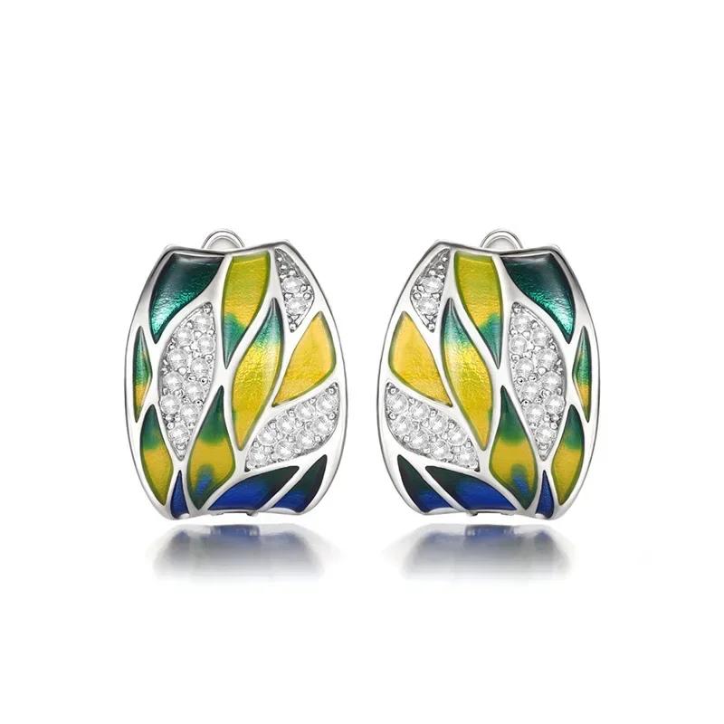 New Enamel Premium Earrings Anniversary Party Leaf Design Wholesale Jewelry Of Special Interest