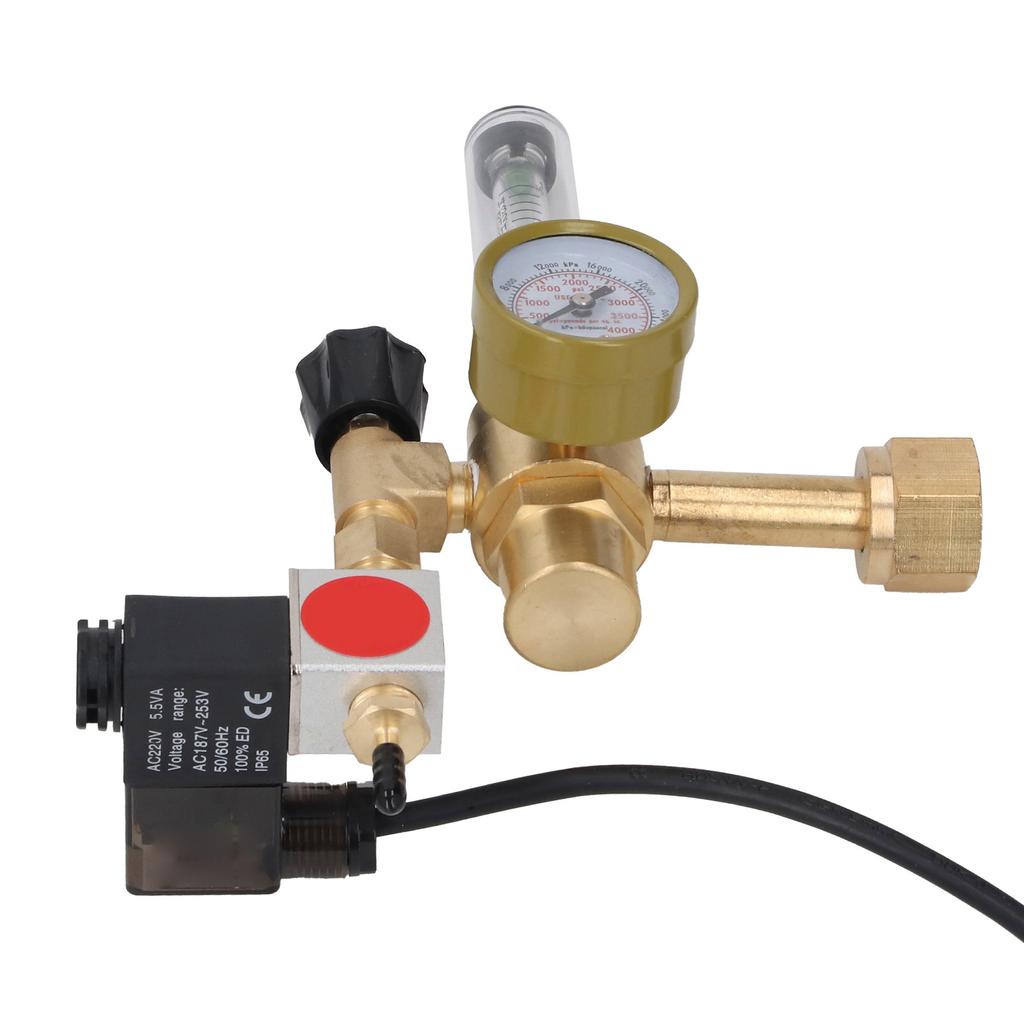 CO2 Regulator with Solenoid Valve and Flowmeter CGA320 Inlet Brass CO2 Gas Regulator for Indoor Hydroponics Grow Tents