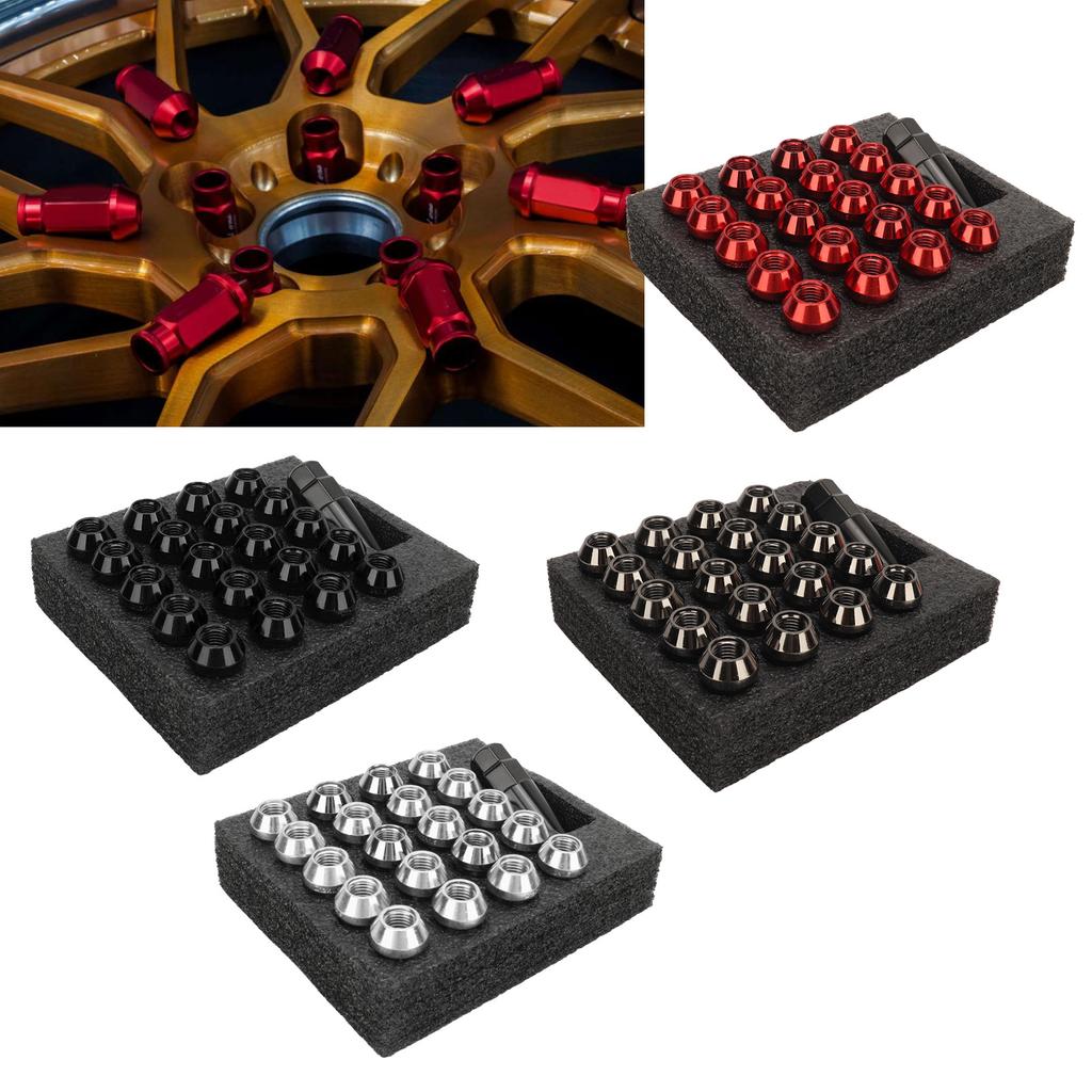 22PCS Tapered Lug Nuts with Nut Sleeve Key Alloy Steel  Forged Lock Nut Replacement for TOY