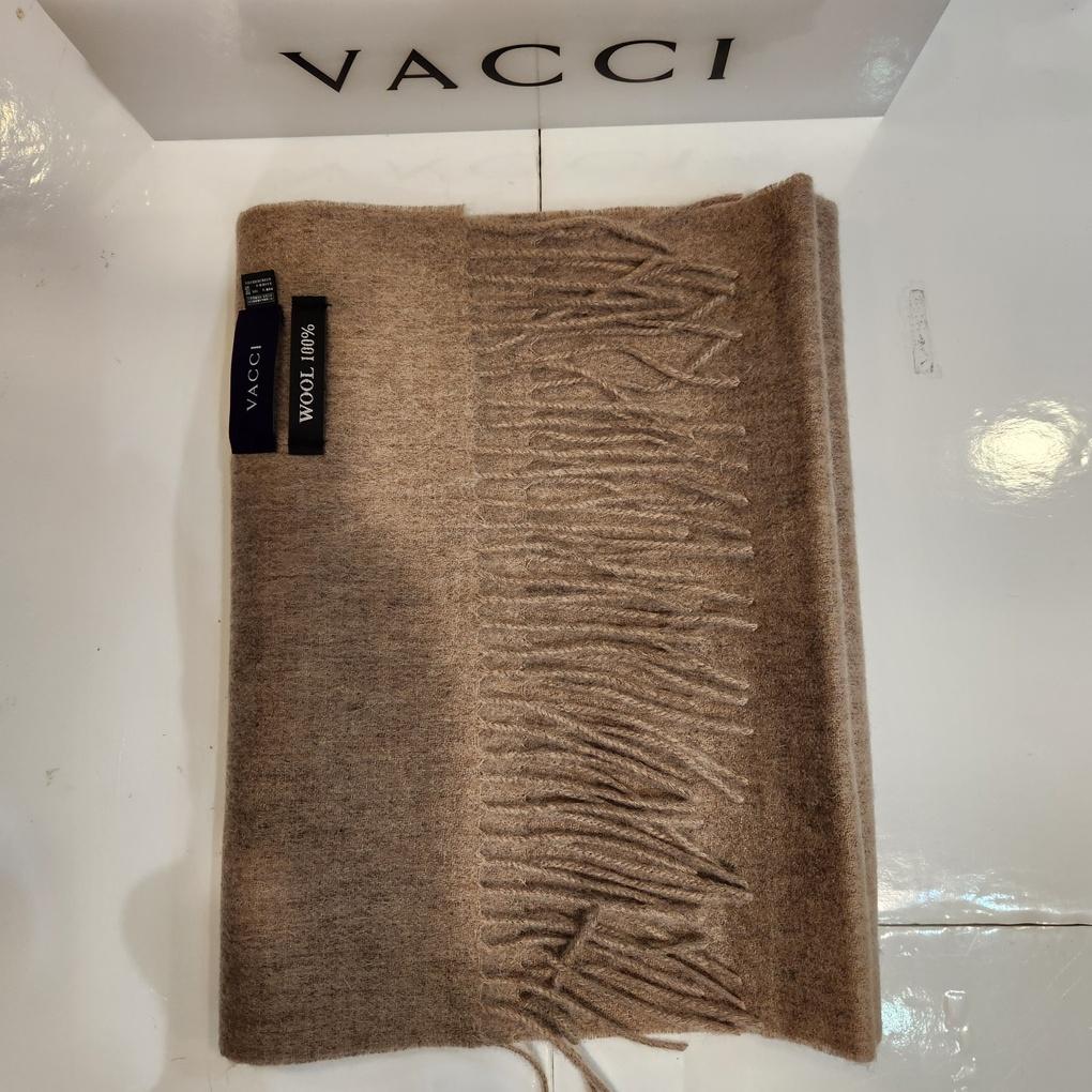 Men's Winter Warm and Cozy 100% Wool Luxury Muffler Brown Beige Plain Long Muffler VM1M4BR116I1-1