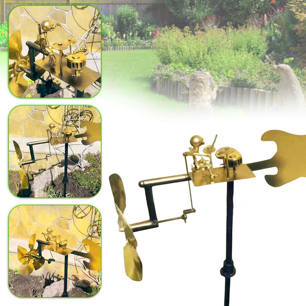 Metal Wind Spinner Metal Drummer Windmill Statue Decorative Wind Power Rock Art Statue for Garden Yard Patio Lawn Porch Backyard