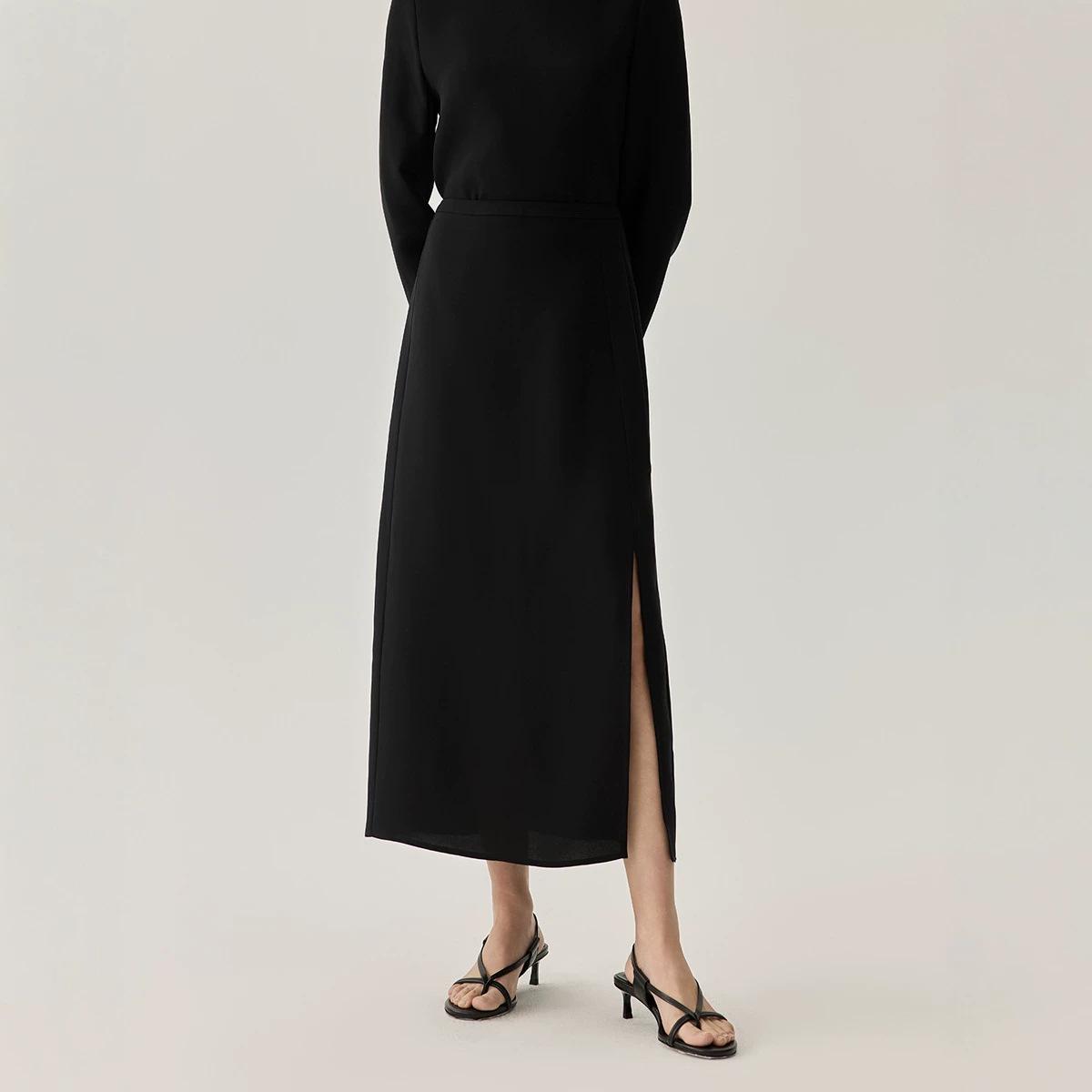 

Spring/Summer Heavy Silk High-Waisted Midi Skirt XL (125-140 lbs) чорний