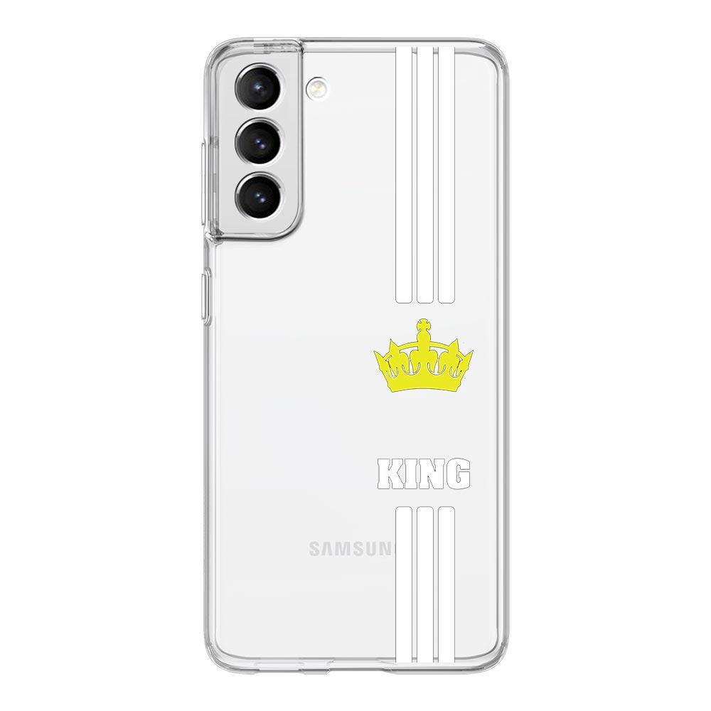 Phone Case For Samsung Galaxy S24 Ultra S23 FE S22 S20 S21 5G S10 S9 Plus S10E S8 Soft Clear Couple Style Crown King Queen Cover