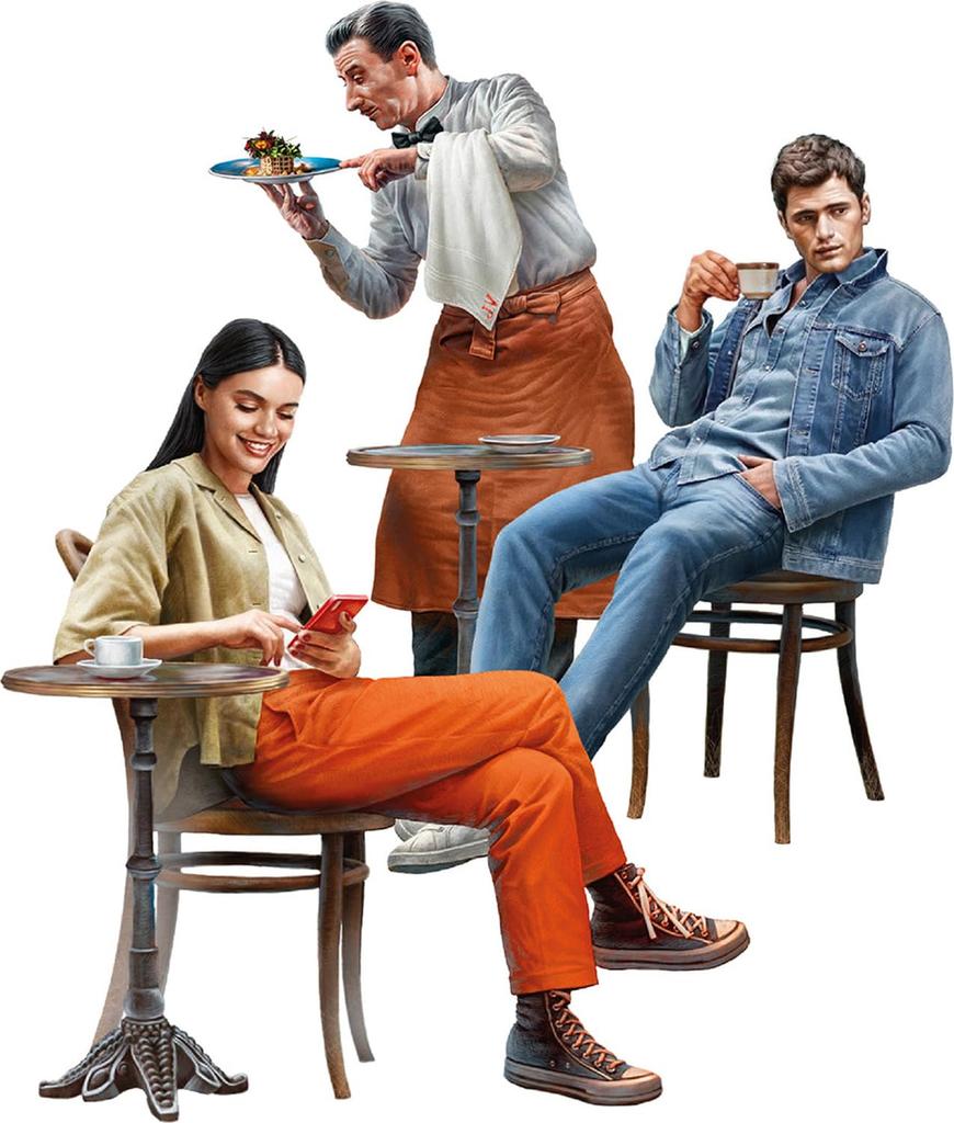 Miniart Modern Cafe and Customers Set 1 Plastic Model MA38085 1/35
