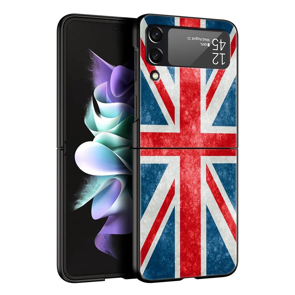 England UK Flags Phone Case For Samsung Galaxy Z Flip3 Flip4 Flip5 PC Bumper Shell For Z Flip 3 4 5 Black Hard Folding Cover
