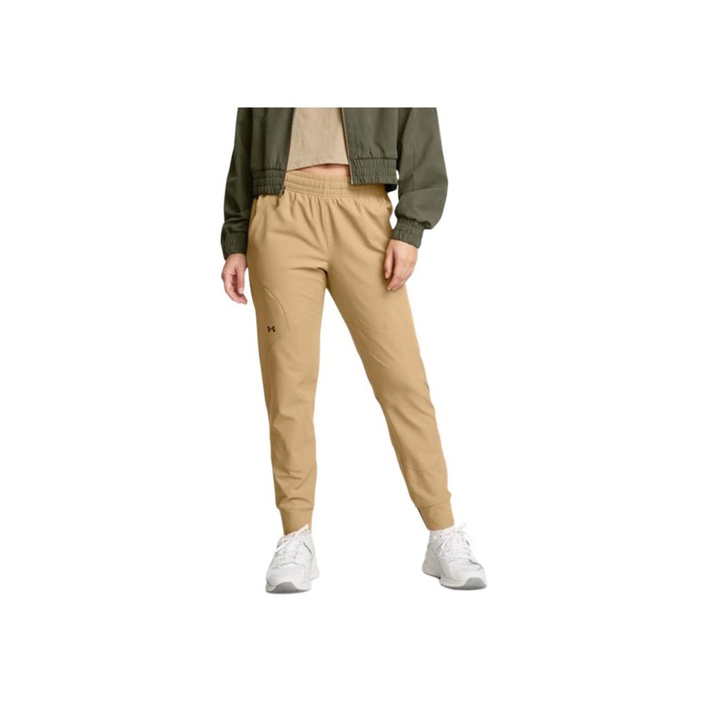 Under Armour Elastic Cuffed Warm Comfortable Solid Color Knitted Sports Pants Women bottoms Camel-Brown 1376926-263