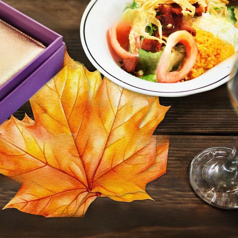 Alien Maple Leaf Disposable Paper Napkins - 4-Ply Durable & Absorbent, 6.4x5.9 Inch Elegant Autumn Design for Birthday Parties