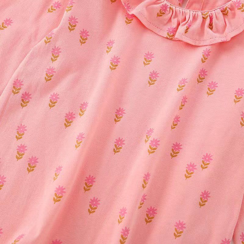 Baby Girl's Long-Sleeved Round Neck Floral Top T-shirt Children's Clothing