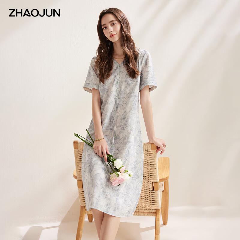 Women s National Style Mulberry Silk Printed Dress M