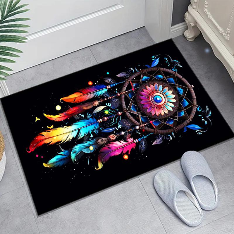 [Crystal Velvet Rug] Crystal Velvet Dream Catcher Printed Area Rug Carpet for Bedroom Living Room Home Decor Rugs Mat Non Slip Mat Rug for B