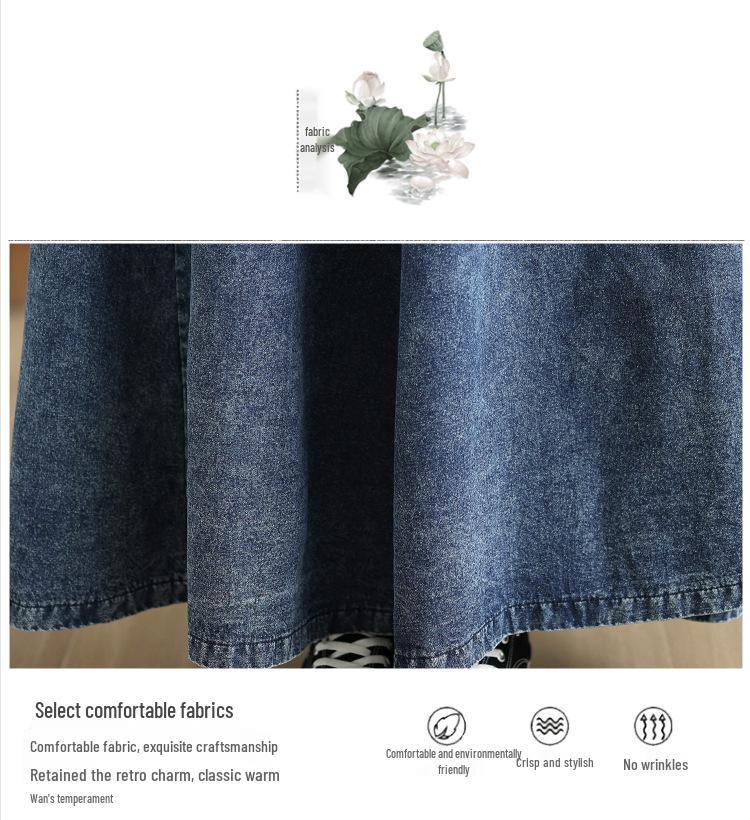 Women's French Retro Loose-Fit Denim Overalls Dress