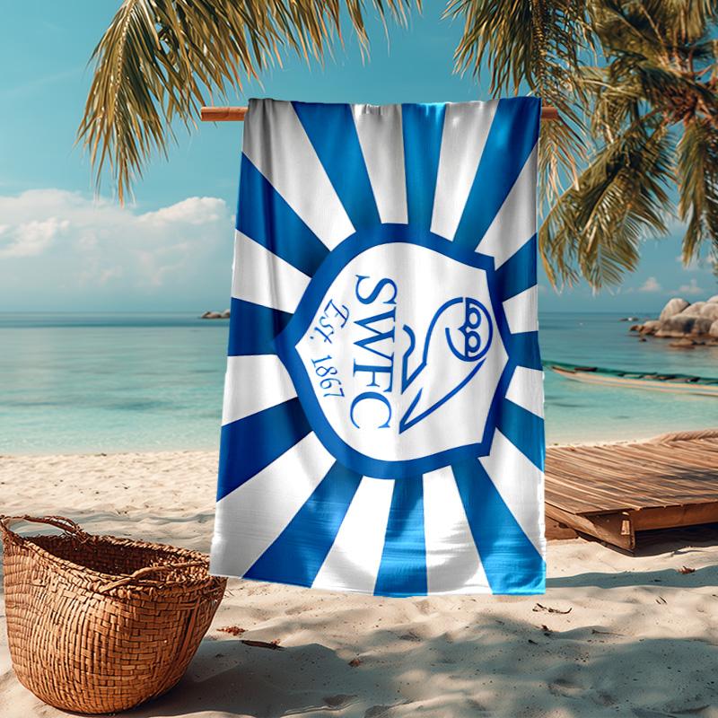 1PC Blue Sheffield With Owl Beach Towel - Soft, Absorbent Microfiber, Lightweight, Ideal for The Beach, Parties, Travel, Camping Fan Gifts