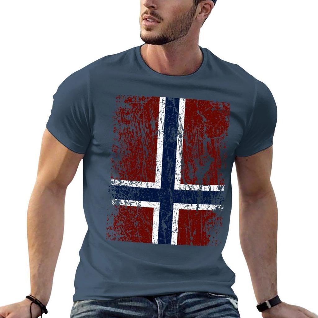 Norwegian flag on end  upside down cross TShirt Fitness Quick Dry Short Sleeve Top