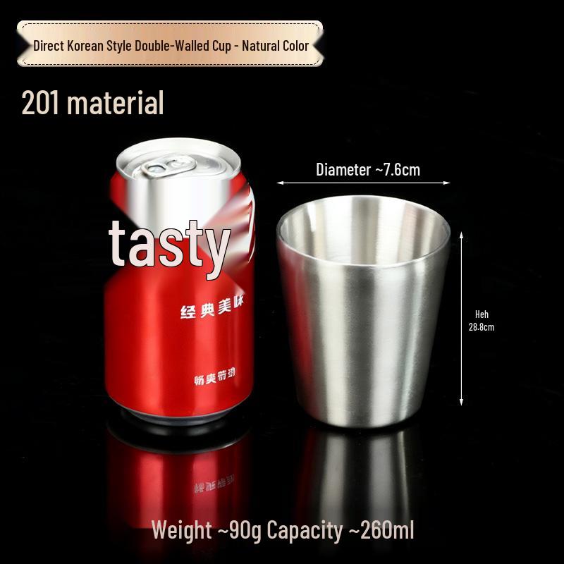 Korean Industrial Style 304 Stainless Steel Double-Walled Gold Beer Mug and Tea Cup