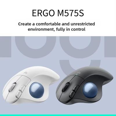 Logitech ERGO M575 S ergonomiška pelė, rutulinė pelė, belaidė dviejų režimų Bluetooth biuro pelė su belaidžiu 2.4G imtuvu