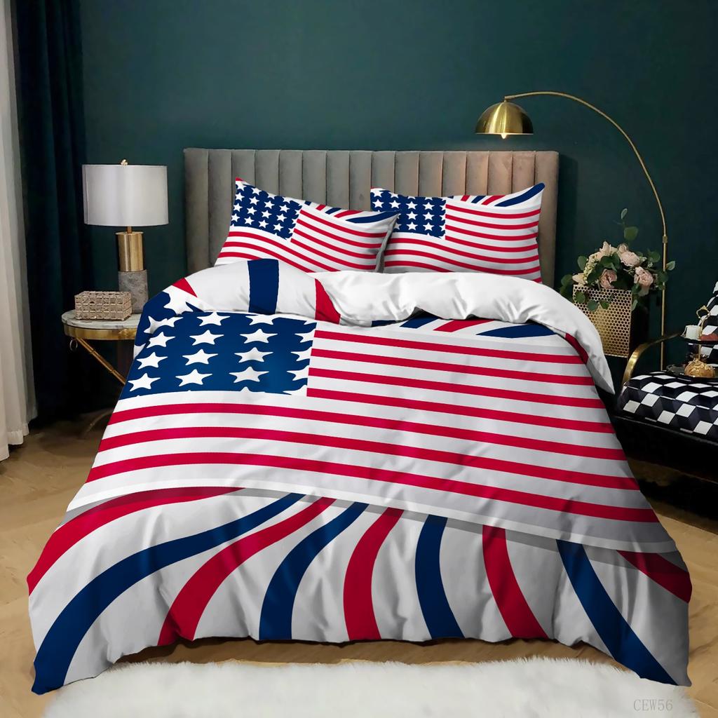3D Striped Pattern National Flag Bedding Set Men Boy Duvet Cover Pillowcases 2/3pcs Single Double Bed Cover Gift Home Textile