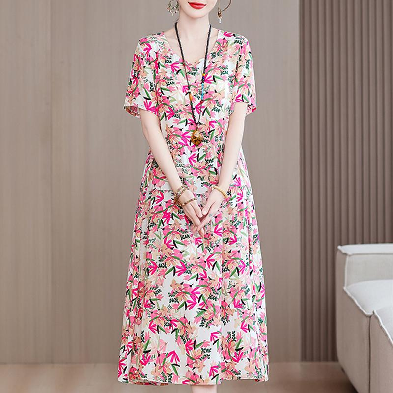 Eleganti abiti da donna estivi larghi a maniche corte taglie forti casual lunghi abiti per le donne abbigliamento vintage
