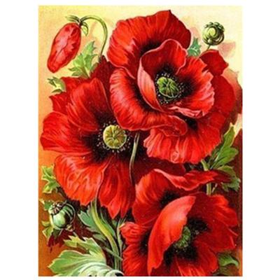 Full 5D Diy Diamond Painting Červené květy Výšivka Cross Stitch Home Decor Ručně vyráběný dárek