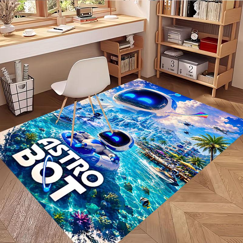 Cosmic Bot Crew Print Rug, Washable Floor Carpet, For Entryway Dorm Laundry Room Office Study, Home Decor Birthday Christmas Gift