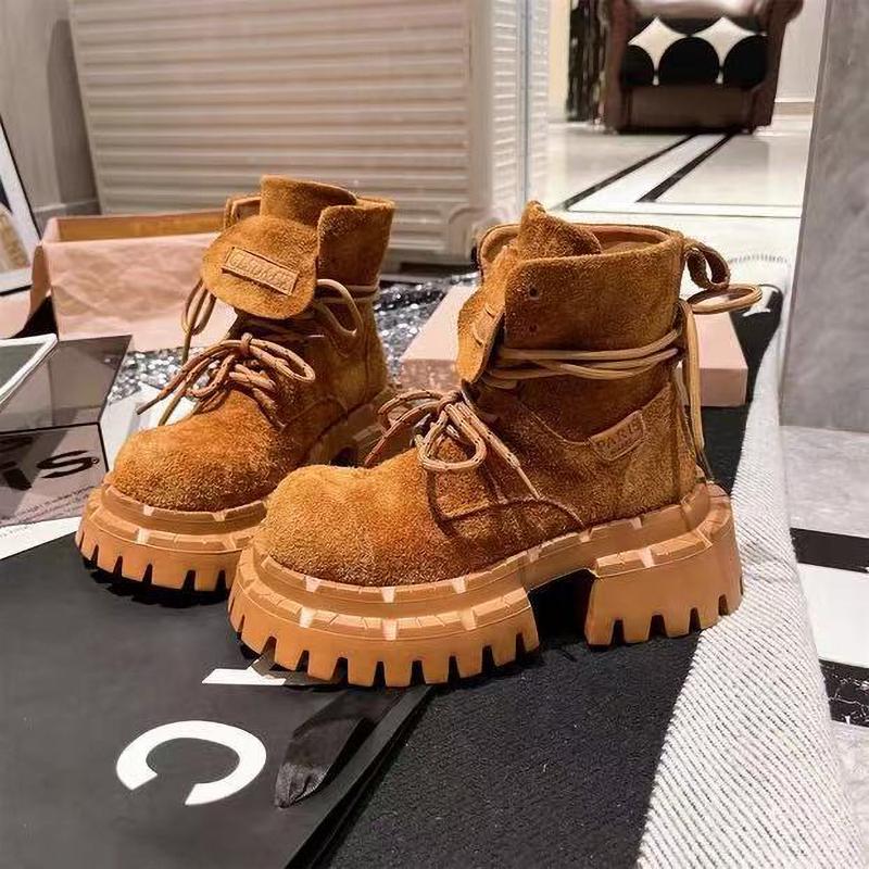 Ankle Boots Women Flats Platform Shoes Fashion Winter Boots Suede Cozy Chelsea Botas