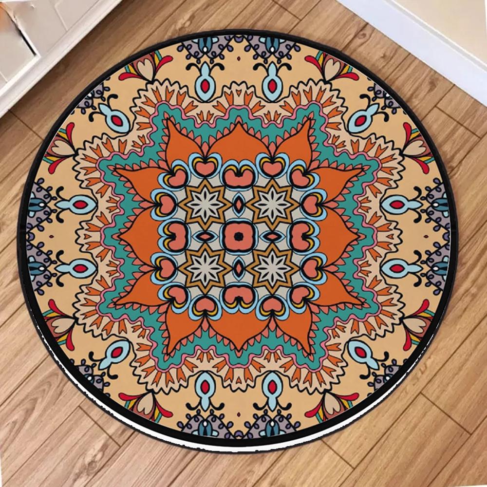 Bohemia Printing Round Carpet Circle Floor Washable Mat for Living Room Bedroom Bathroom Children Crawling Rugs Home Decoration