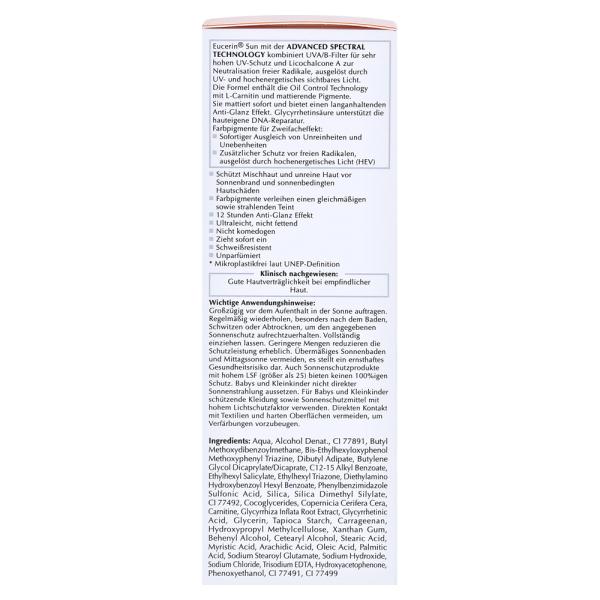 Eucerin Oil Control Tinted Sun Gel Cream SPF 50+ Medium 50ml