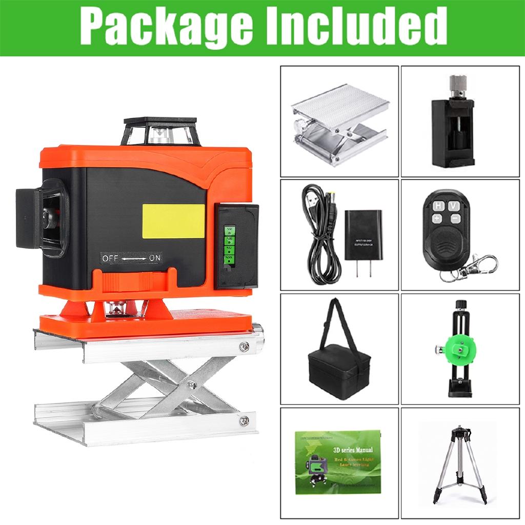 16 Green Lines Laser Level+Remote Controller 3D Self-Leveling 360 Horizontal And Vertical Cross Outdoor Powerful Laser