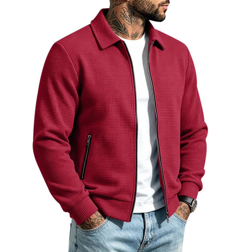 Men's Casual Color Zip-Up Cardigan Jacket for Everyday Wear